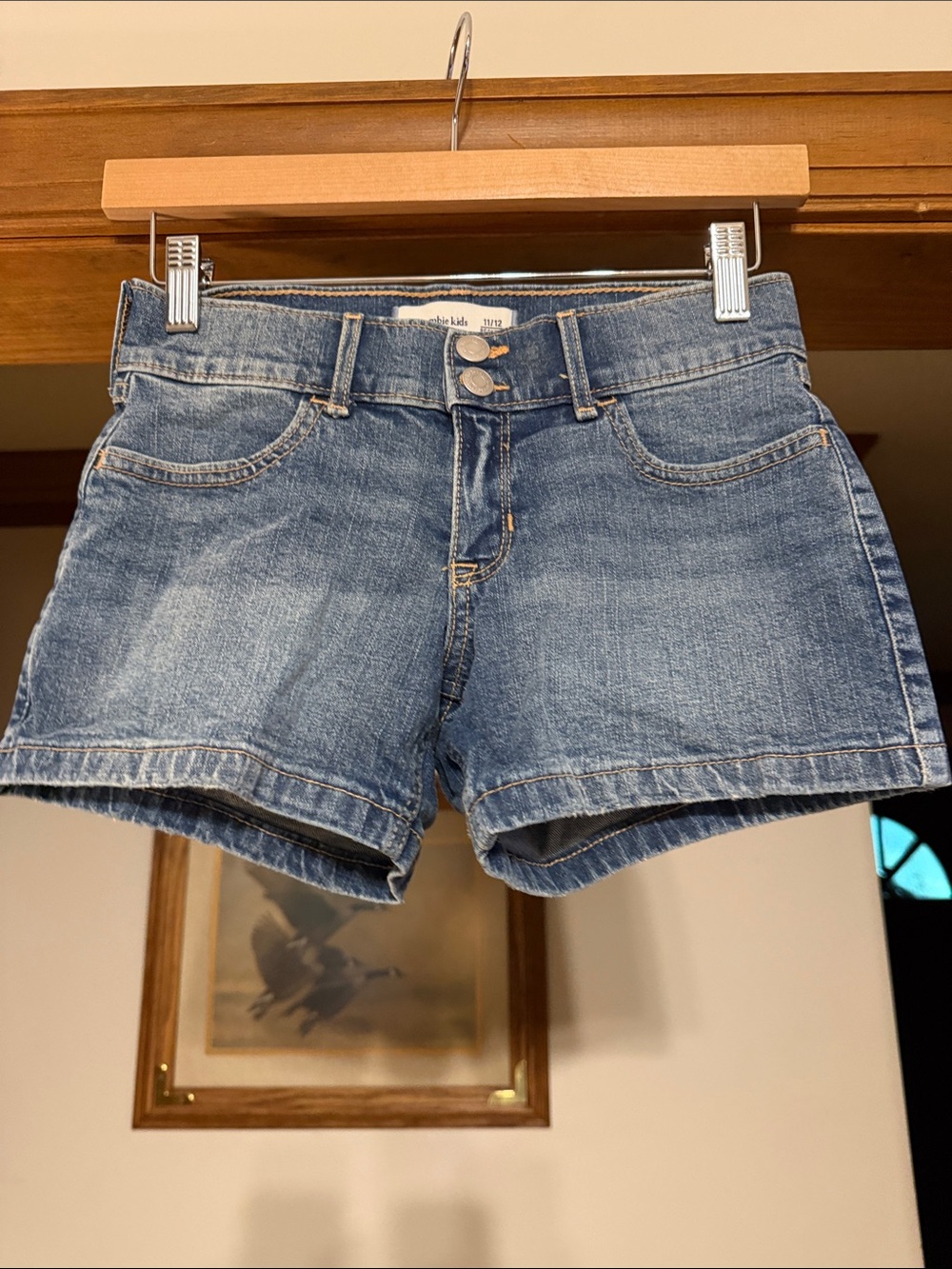 abercrombie kids Blue Denim Jean Shorts with Double Button Waist